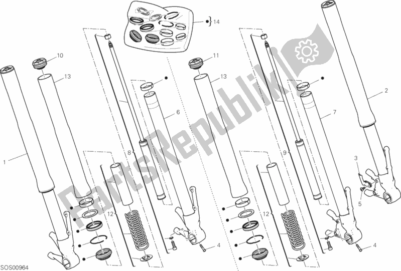 Todas as partes de Garfo Dianteiro do Ducati Hypermotard 950 Thailand 2020